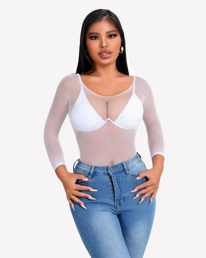 Sparkle Rhineston Fishnet Bodysuit