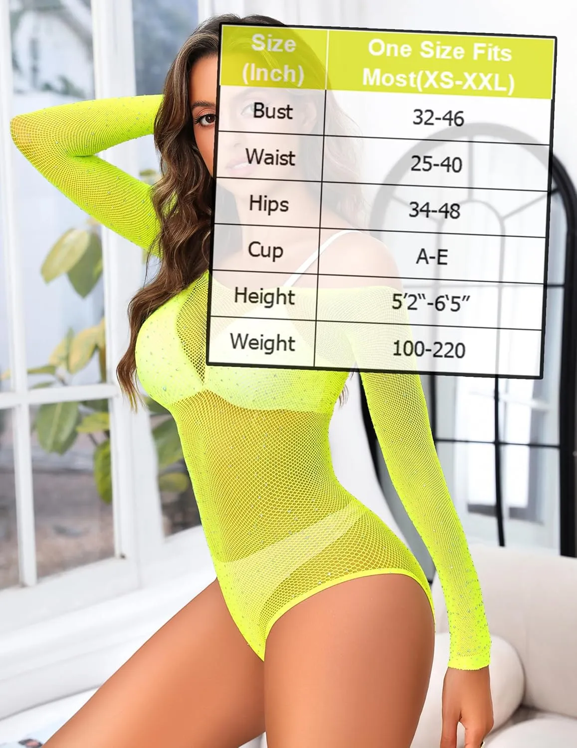 Sparkle Rhineston Fishnet Bodysuit