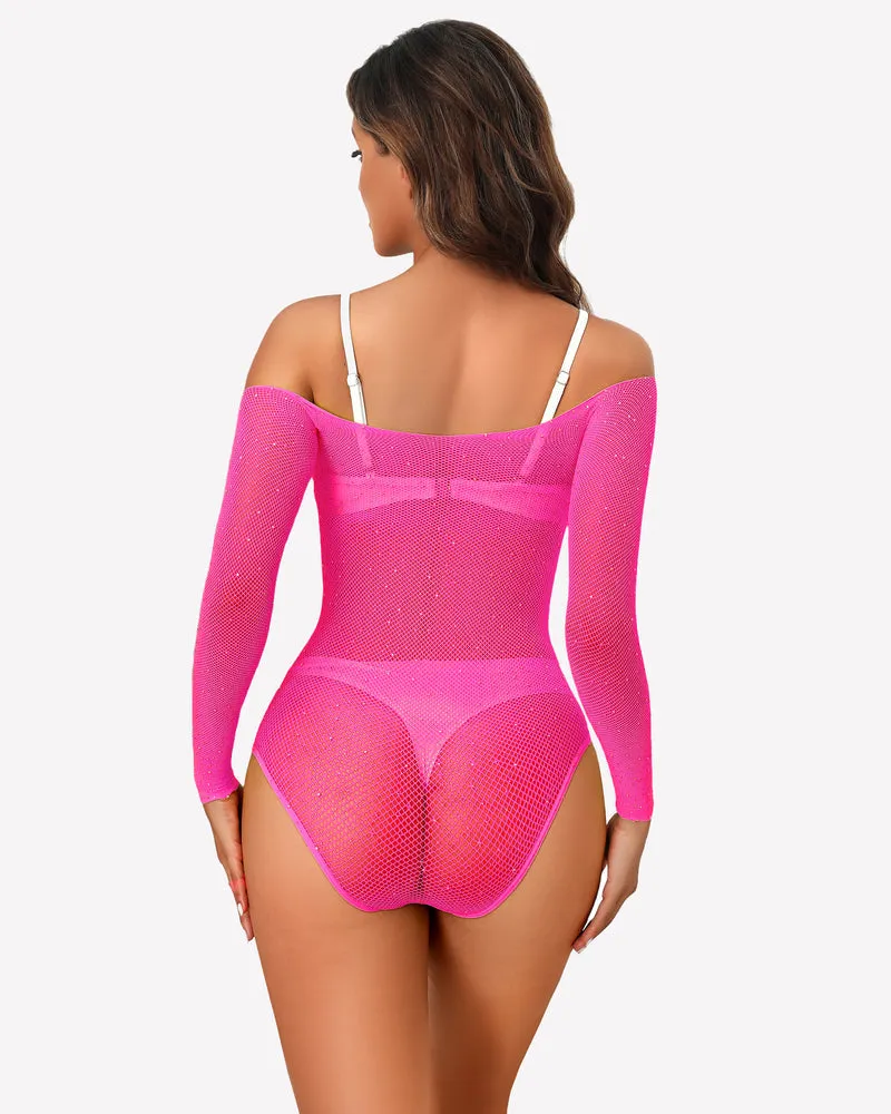 Sparkle Rhineston Fishnet Bodysuit