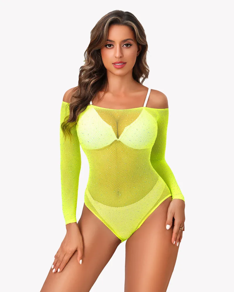 Sparkle Rhineston Fishnet Bodysuit
