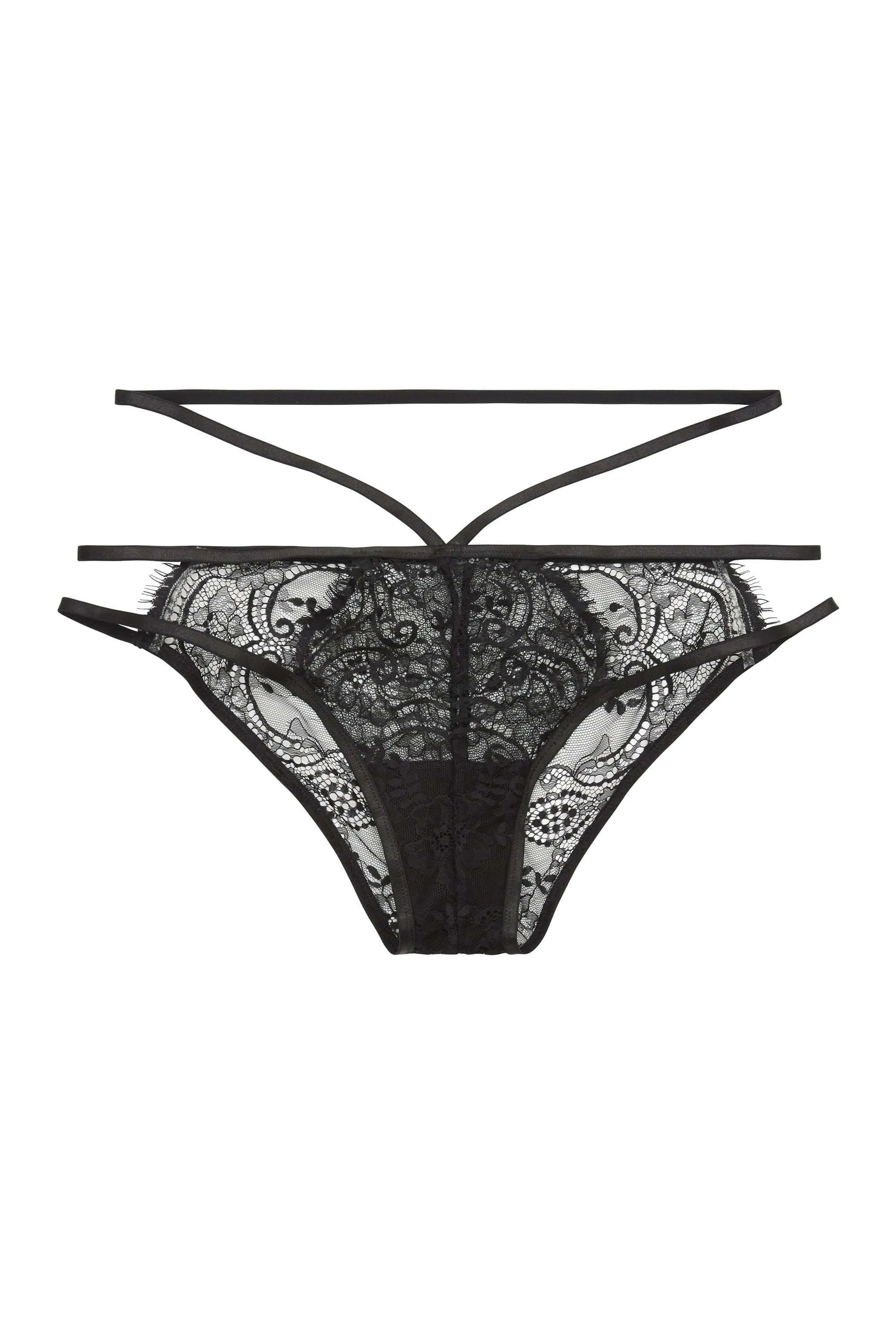 Tanja black lace strappy brief