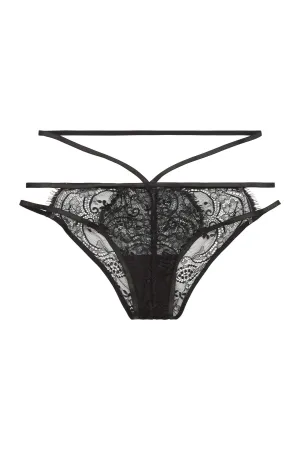 Tanja black lace strappy brief