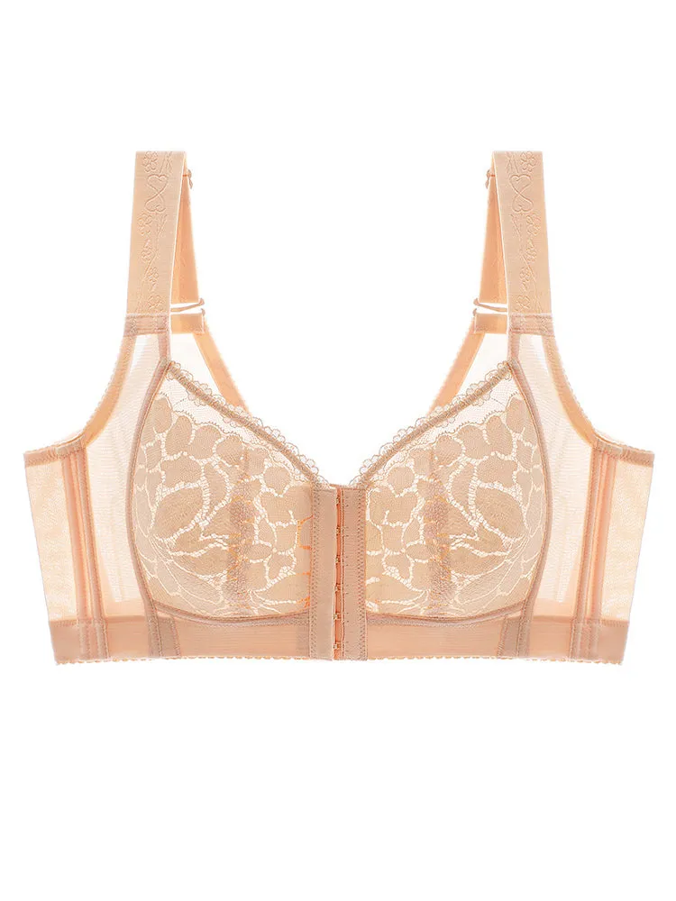 Thin Front-Closure Gathered Wireless Bra