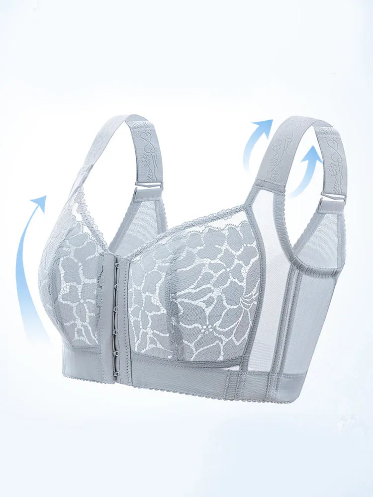 Thin Front-Closure Gathered Wireless Bra