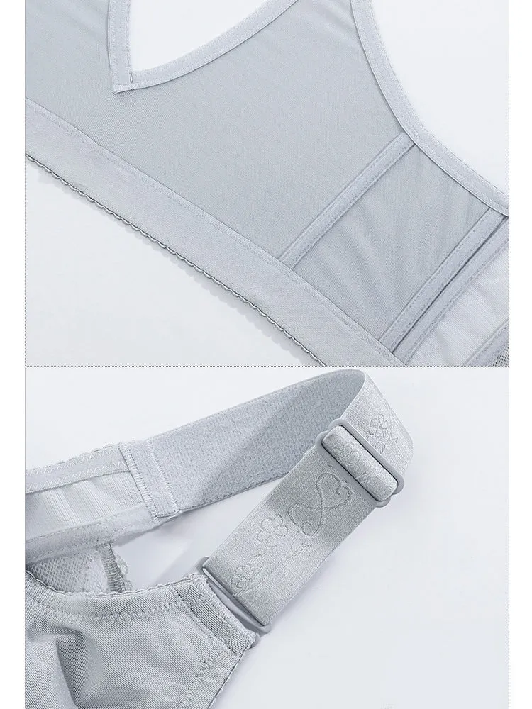 Thin Front-Closure Gathered Wireless Bra