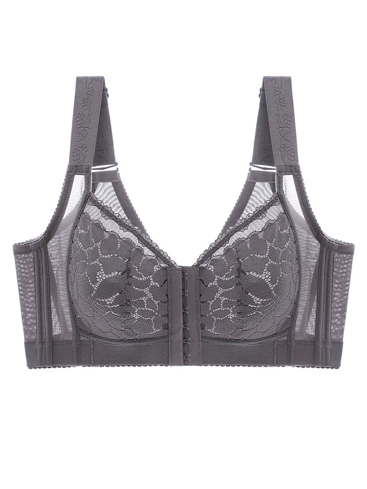 Thin Front-Closure Gathered Wireless Bra