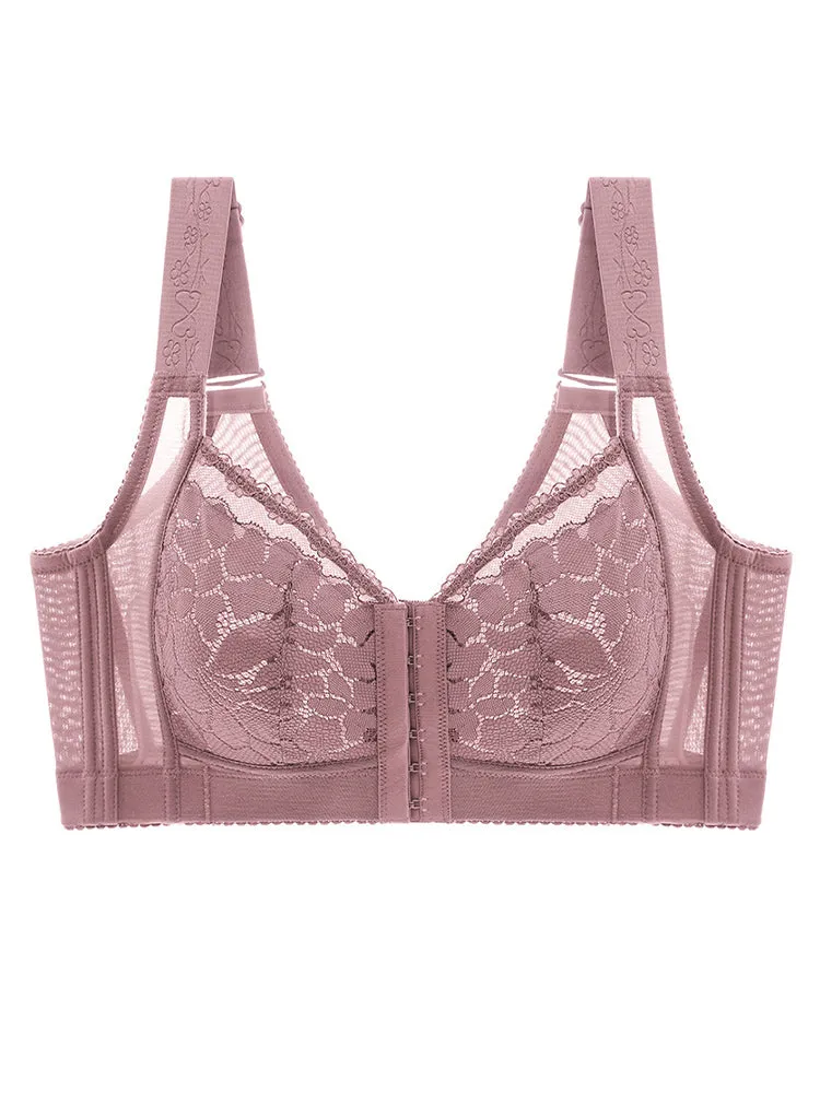 Thin Front-Closure Gathered Wireless Bra