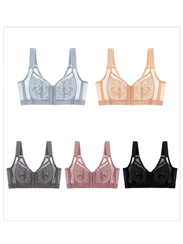 Thin Front-Closure Gathered Wireless Bra