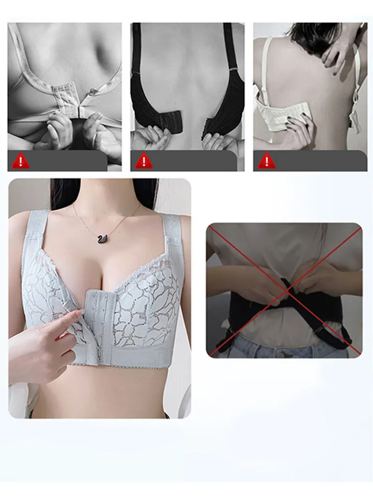 Thin Front-Closure Gathered Wireless Bra