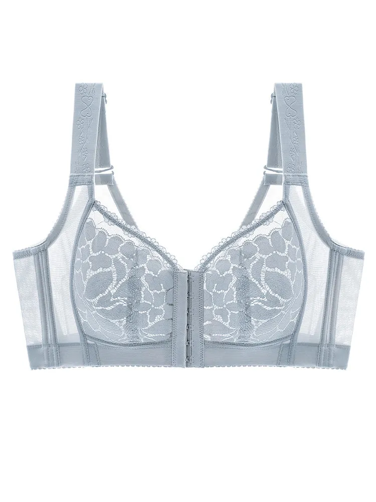 Thin Front-Closure Gathered Wireless Bra