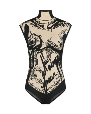 Torso Motif Jacquard Knit Bodysuit