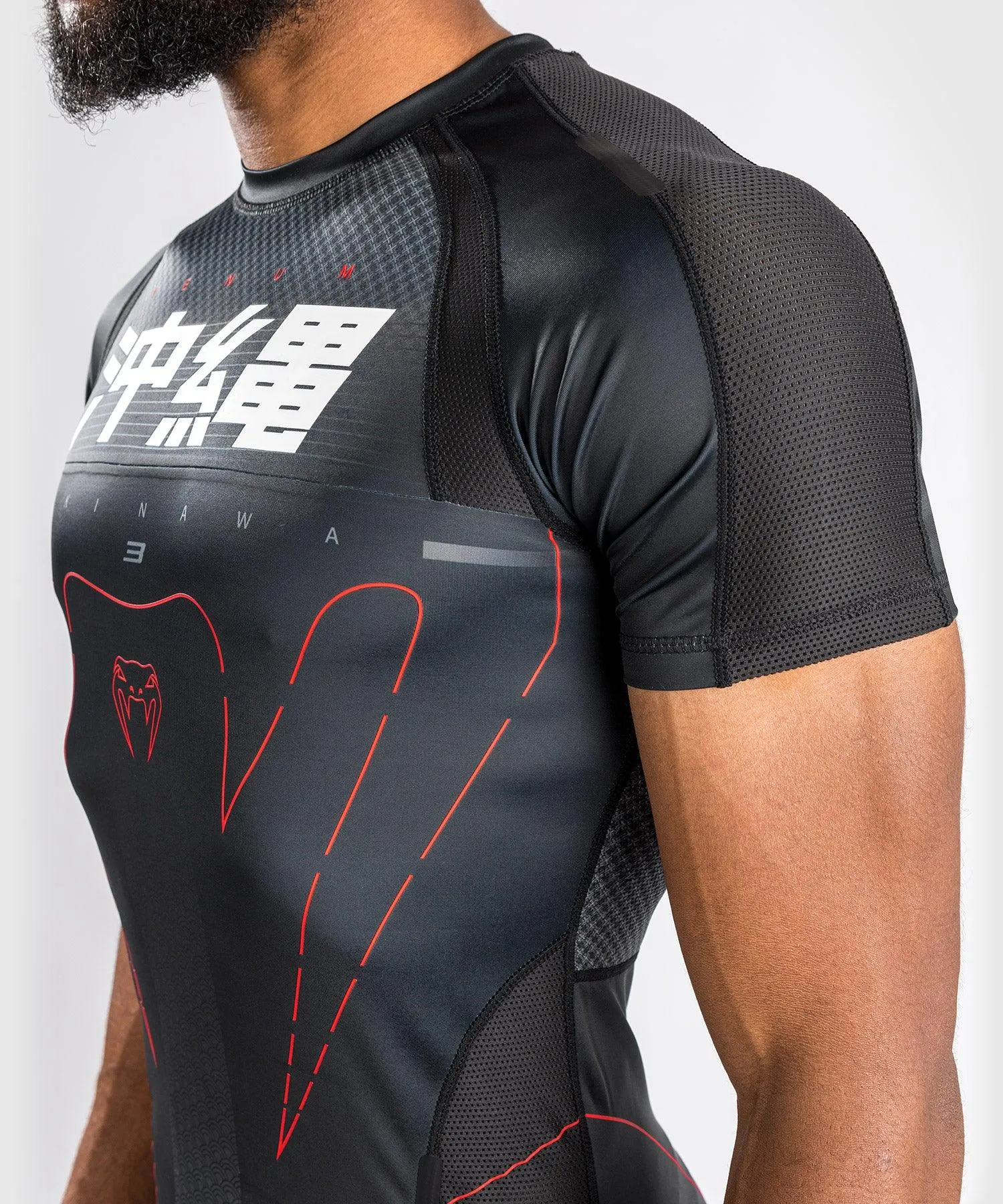 Venum Okinawa 3.0 Rashguard Short Sleeves  - Black/Red