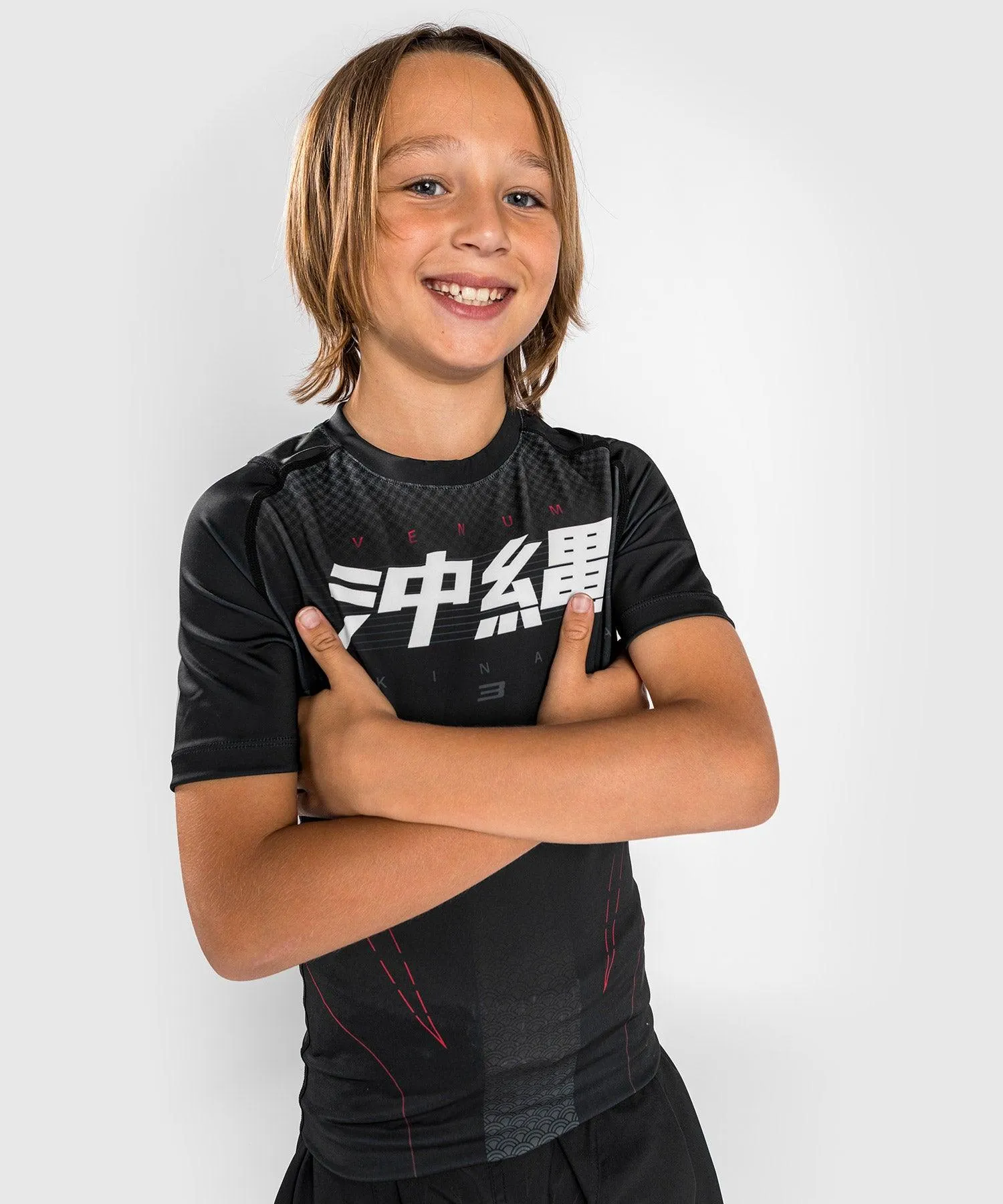 Venum Okinawa 3.0 Rashguard Short Sleeves - For Kids - Black/Red