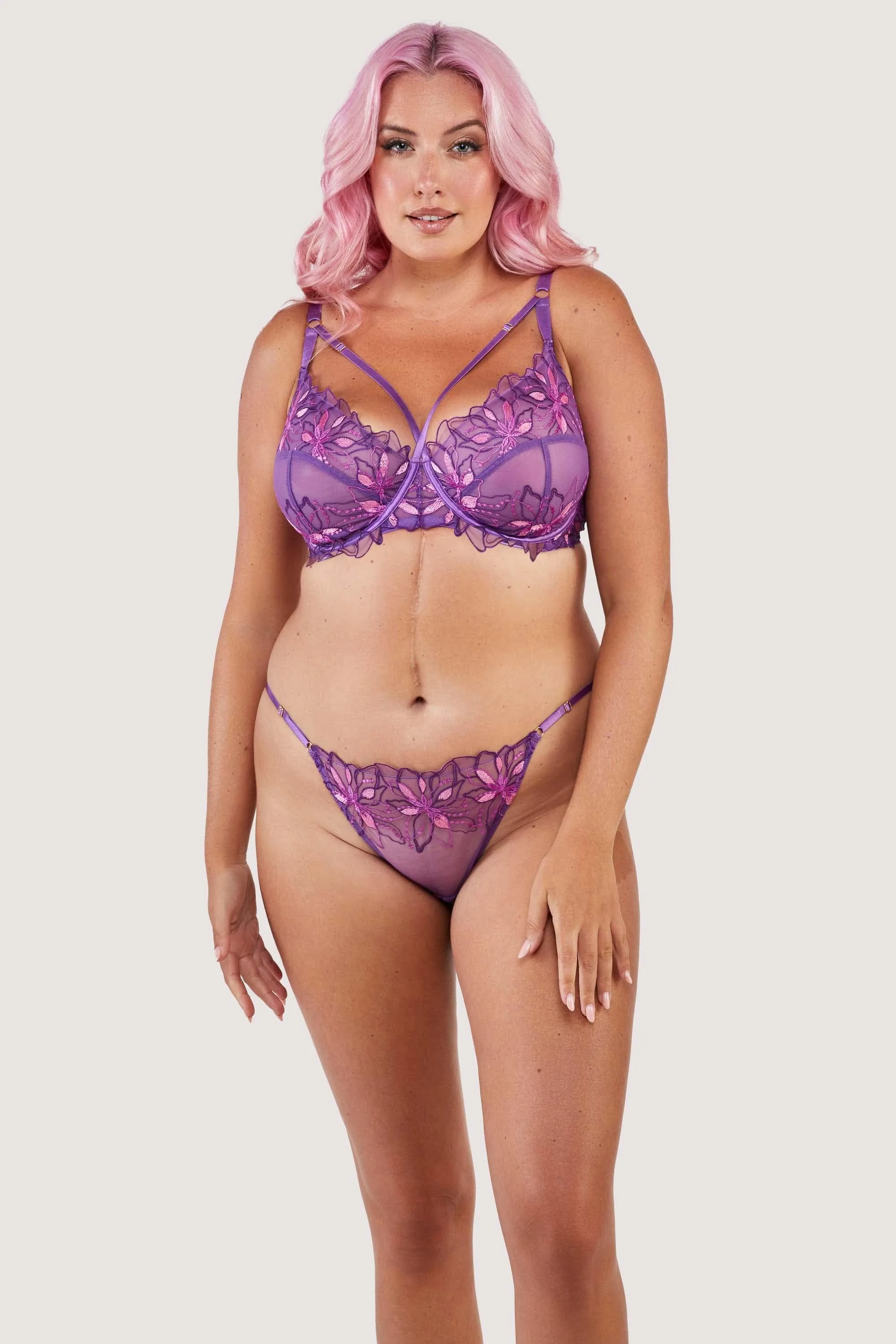 Walpole Purple Embroidered Brazillian Tanga Brief