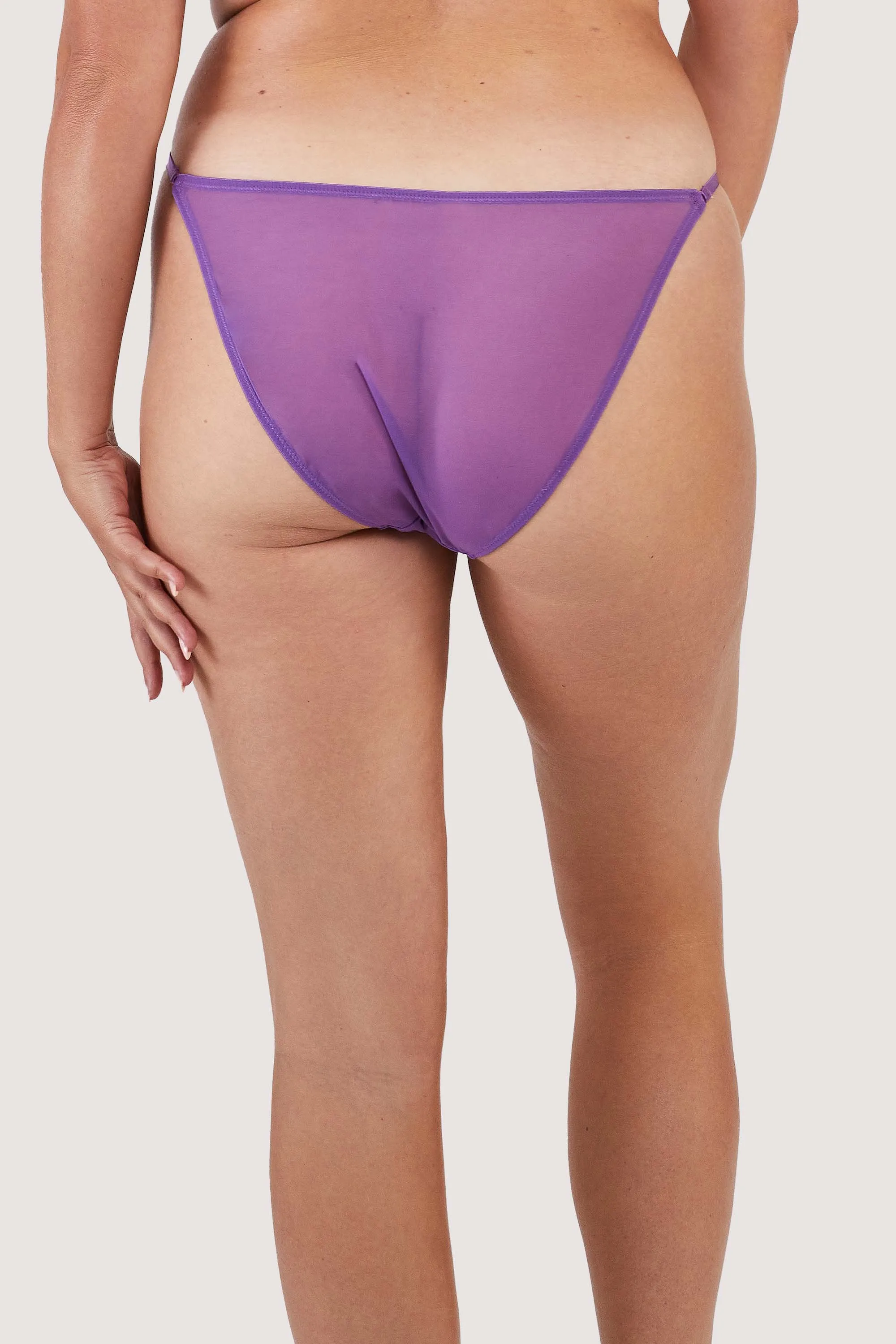 Walpole Purple Embroidered Brazillian Tanga Brief
