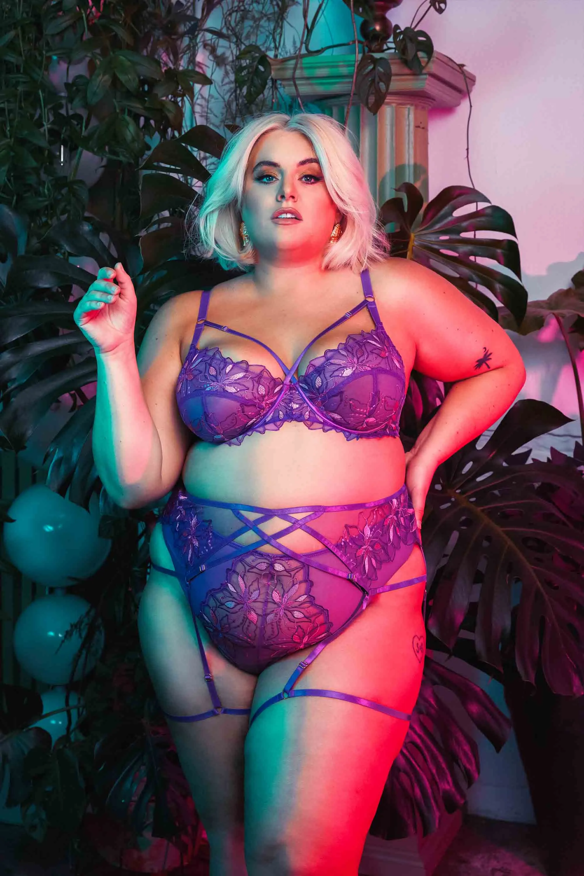 Walpole Purple Embroidered Brazillian Tanga Brief