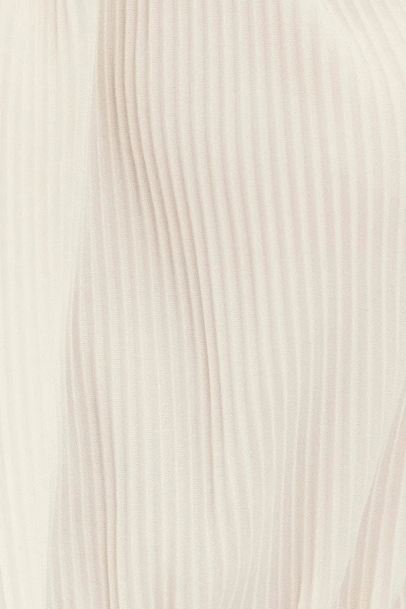 White Plisse Bodysuit Twist Halter Sleeveless