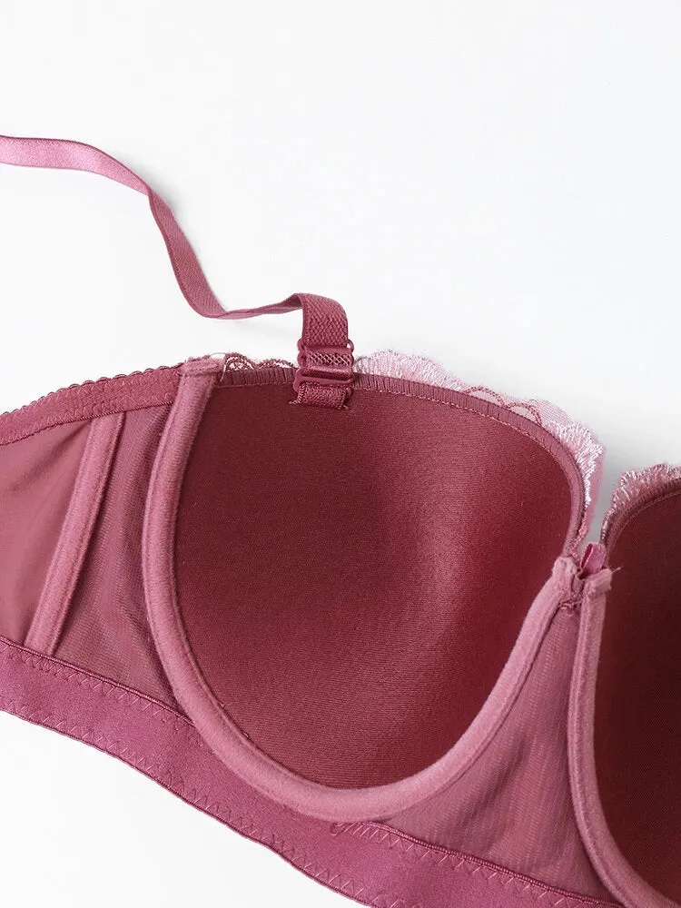Women Flower Embroidery Breathable Underwire Bra