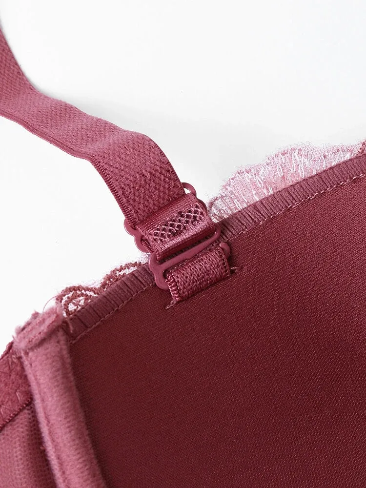 Women Flower Embroidery Breathable Underwire Bra