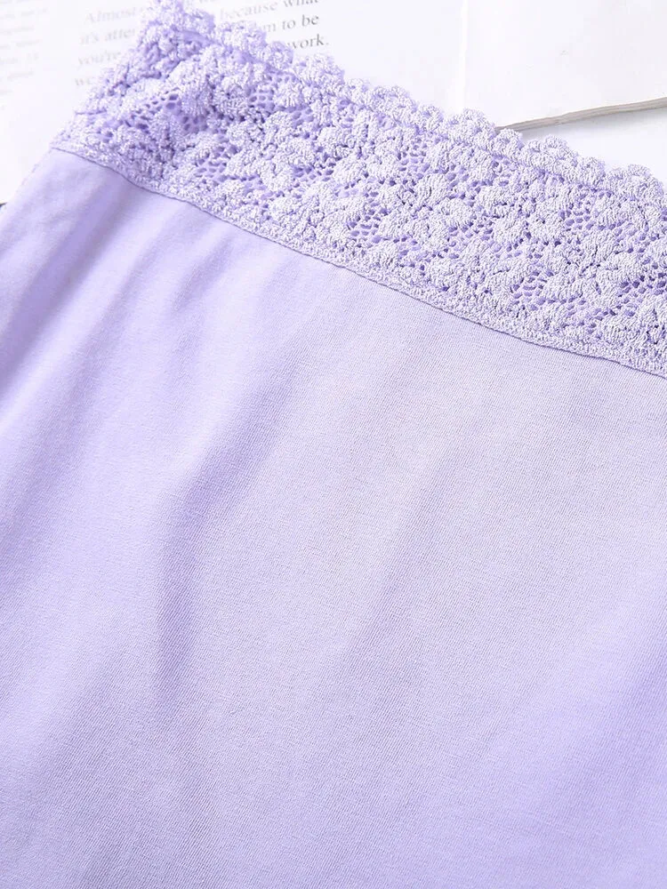 Women High Waist Cotton Lace Stretch Regular Briefs