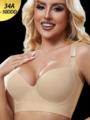 Women's Plus Size Seamless Push-Up Bra – 8-Row Adjustable Back