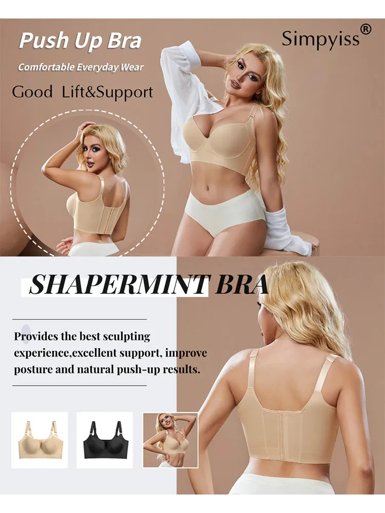 Women's Plus Size Seamless Push-Up Bra – 8-Row Adjustable Back