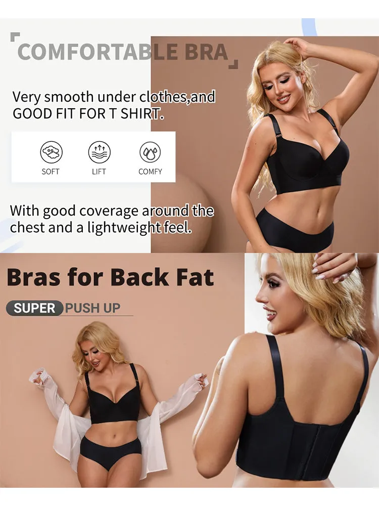Women's Plus Size Seamless Push-Up Bra – 8-Row Adjustable Back