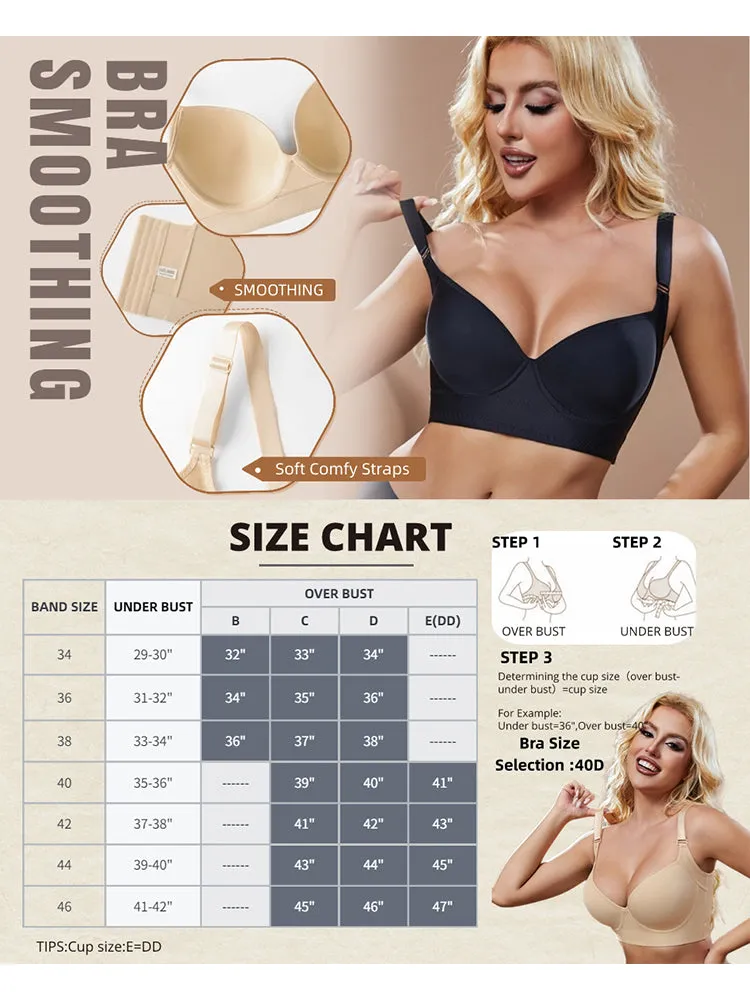 Women's Plus Size Seamless Push-Up Bra – 8-Row Adjustable Back