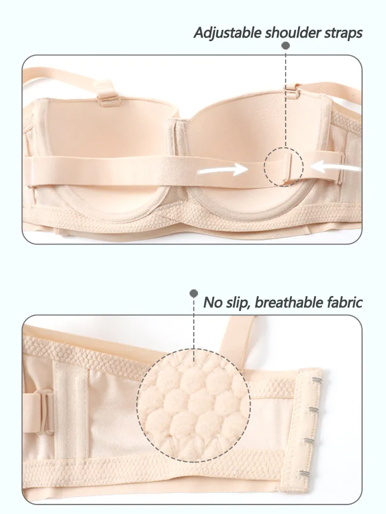Women's Seamless Wire Support Strapless Bras with Invisible Straps