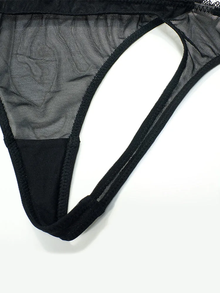Women's Sexy Sheer Mesh Lingerie Bra and Thong Panty Set