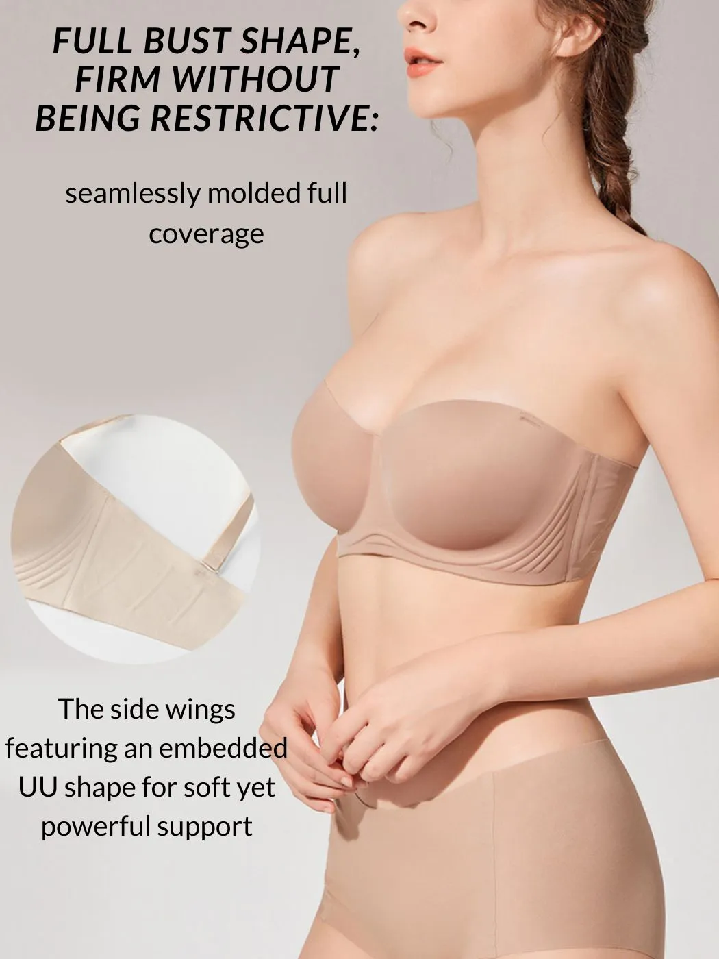 Women's Strapless Bra Non-Slip Seamless Minimizer Bras