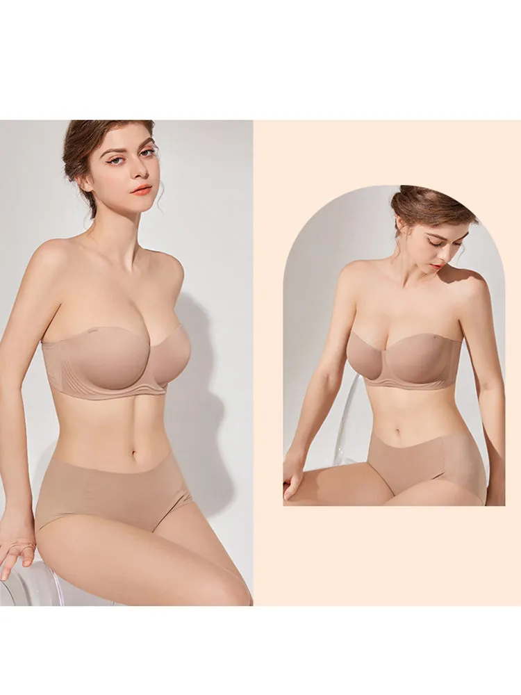 Women's Strapless Bra Non-Slip Seamless Minimizer Bras