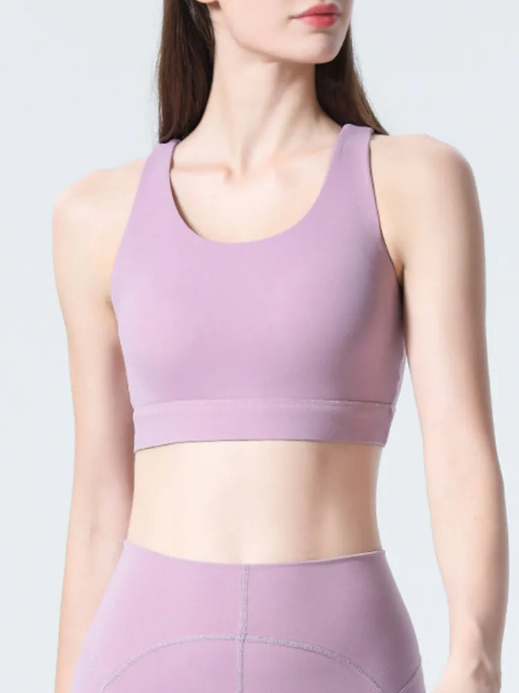 Women's Strappy Padded Criss-Cross Back Tank Yoga Sports Bras