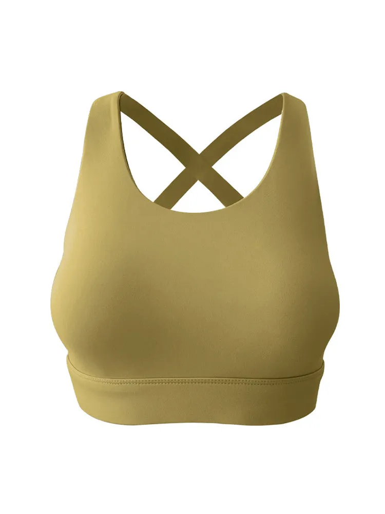 Women's Strappy Padded Criss-Cross Back Tank Yoga Sports Bras