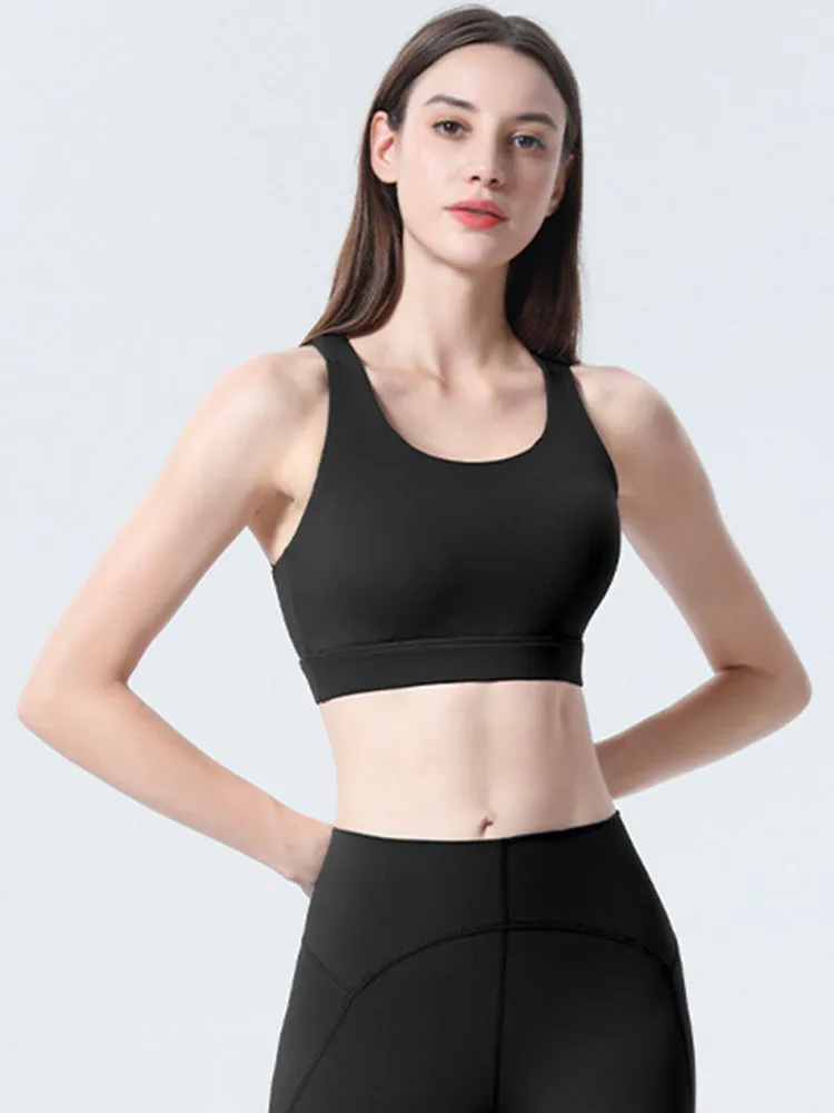 Women's Strappy Padded Criss-Cross Back Tank Yoga Sports Bras