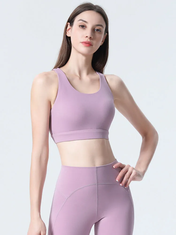Women's Strappy Padded Criss-Cross Back Tank Yoga Sports Bras