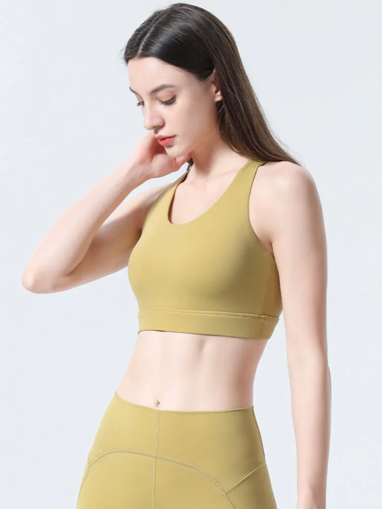 Women's Strappy Padded Criss-Cross Back Tank Yoga Sports Bras