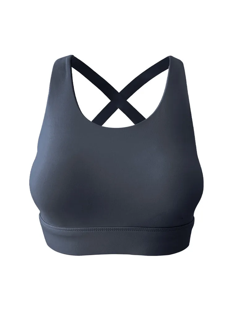 Women's Strappy Padded Criss-Cross Back Tank Yoga Sports Bras