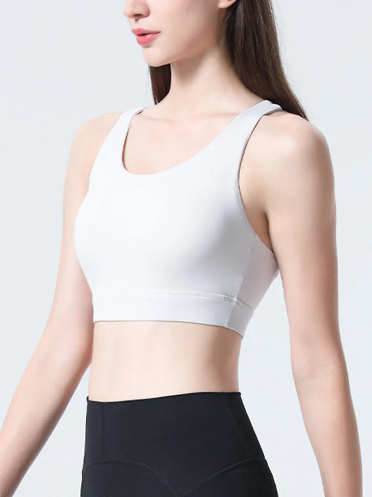 Women's Strappy Padded Criss-Cross Back Tank Yoga Sports Bras