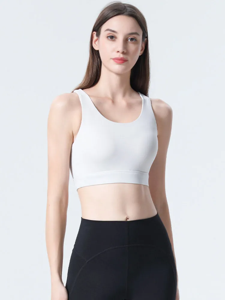 Women's Strappy Padded Criss-Cross Back Tank Yoga Sports Bras