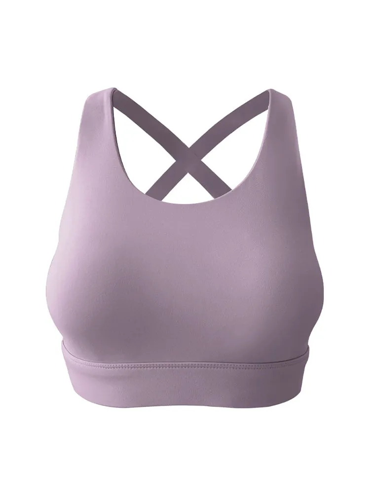 Women's Strappy Padded Criss-Cross Back Tank Yoga Sports Bras