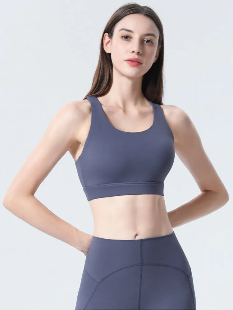 Women's Strappy Padded Criss-Cross Back Tank Yoga Sports Bras