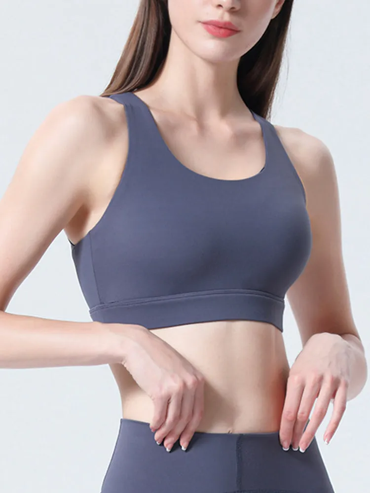 Women's Strappy Padded Criss-Cross Back Tank Yoga Sports Bras