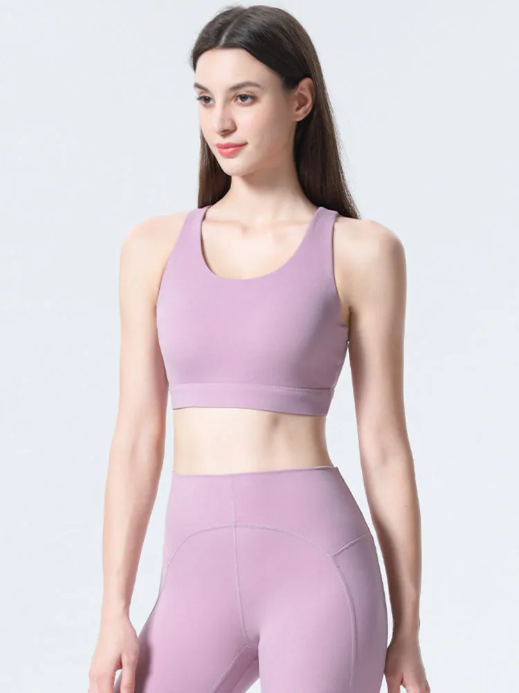 Women's Strappy Padded Criss-Cross Back Tank Yoga Sports Bras