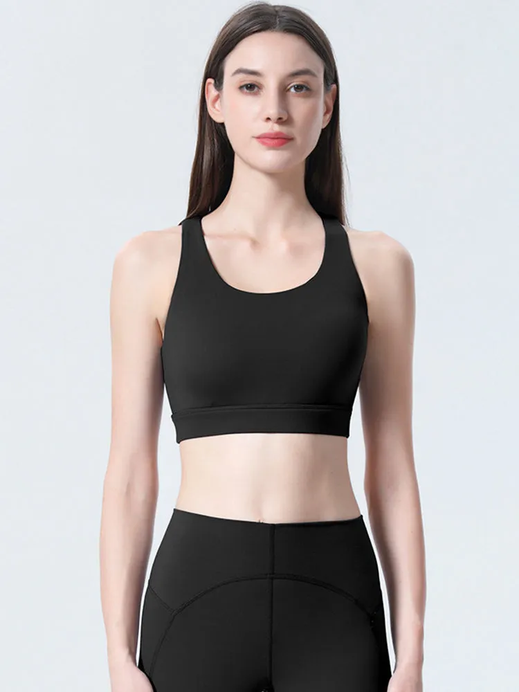 Women's Strappy Padded Criss-Cross Back Tank Yoga Sports Bras
