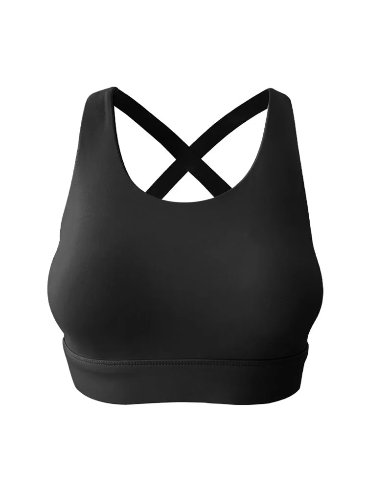 Women's Strappy Padded Criss-Cross Back Tank Yoga Sports Bras