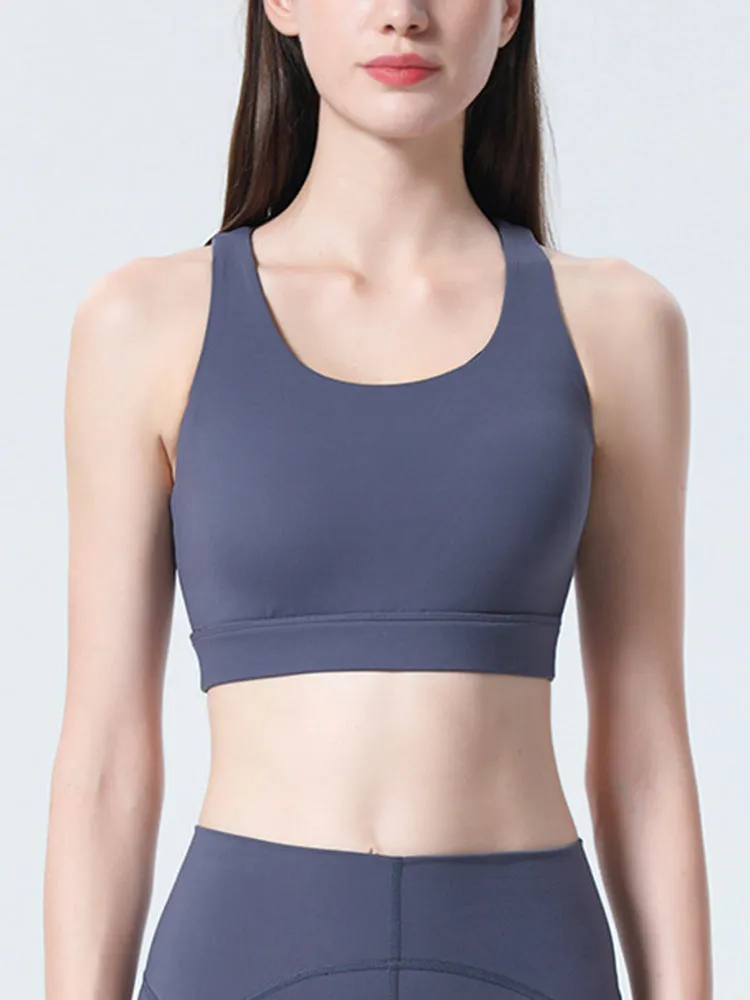 Women's Strappy Padded Criss-Cross Back Tank Yoga Sports Bras