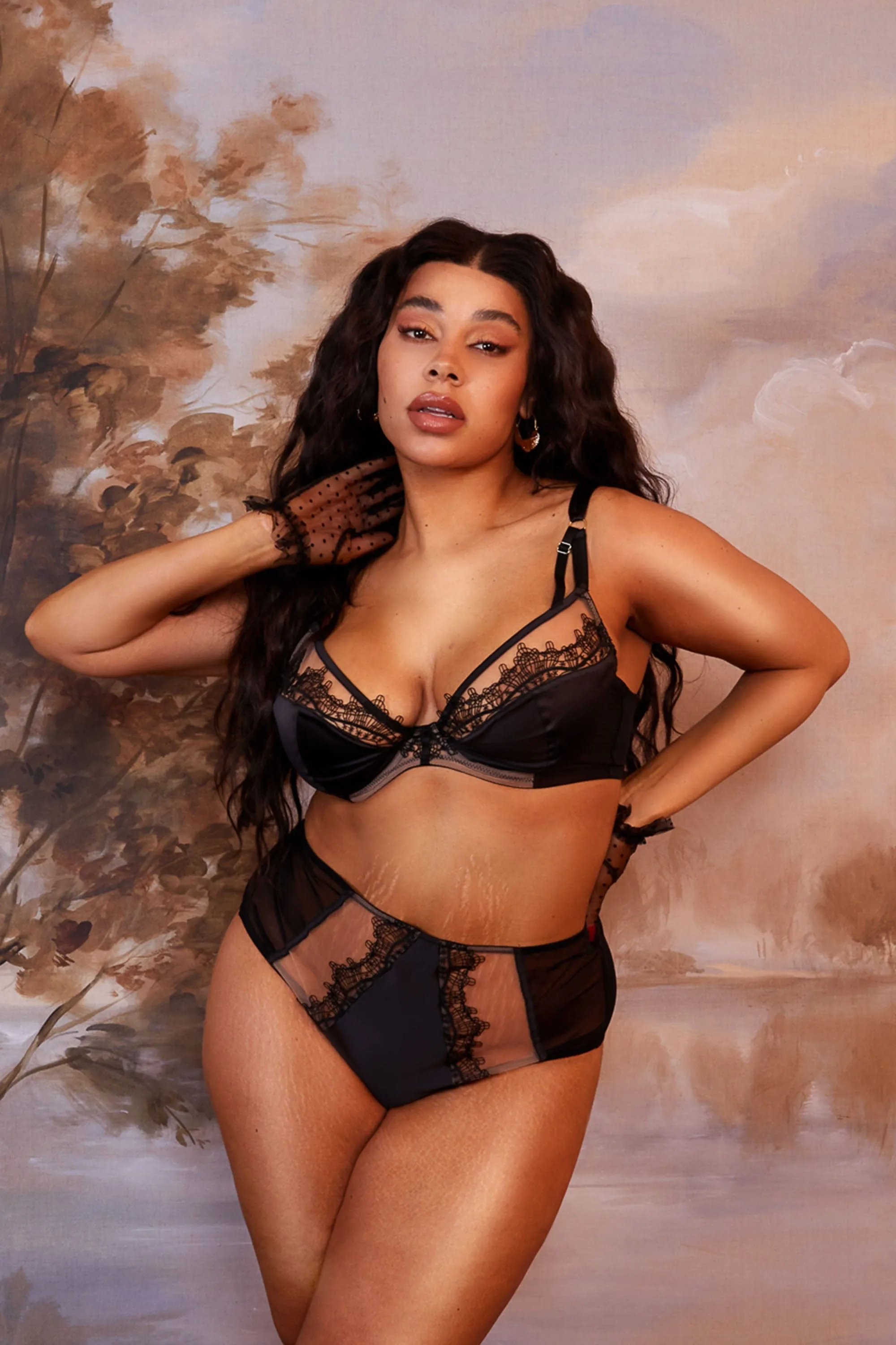 Wren Black Lace and Illusion Mesh Bra